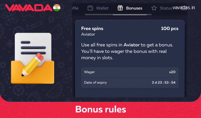 Vavada India no-deposit bonus terms