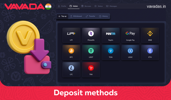 Secure deposit options at Vavada Casino for Indian players
