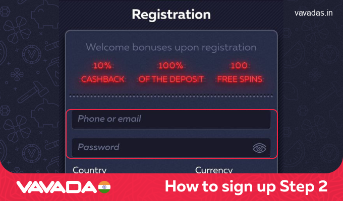 Enter your email and create a strong password, step 2