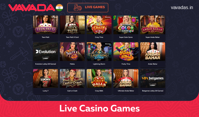 Vavada live casino games for Indian players