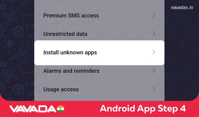 In your phone settings, confirm installation of applications from unknown sources, step 4