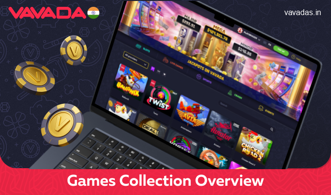 Vavada Casino India game selection — slots, live and table games